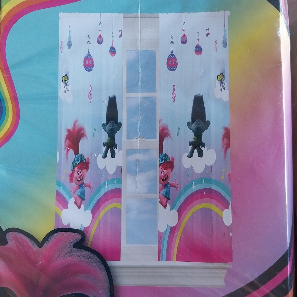 Trolls Party Curtains - Pink and Blue